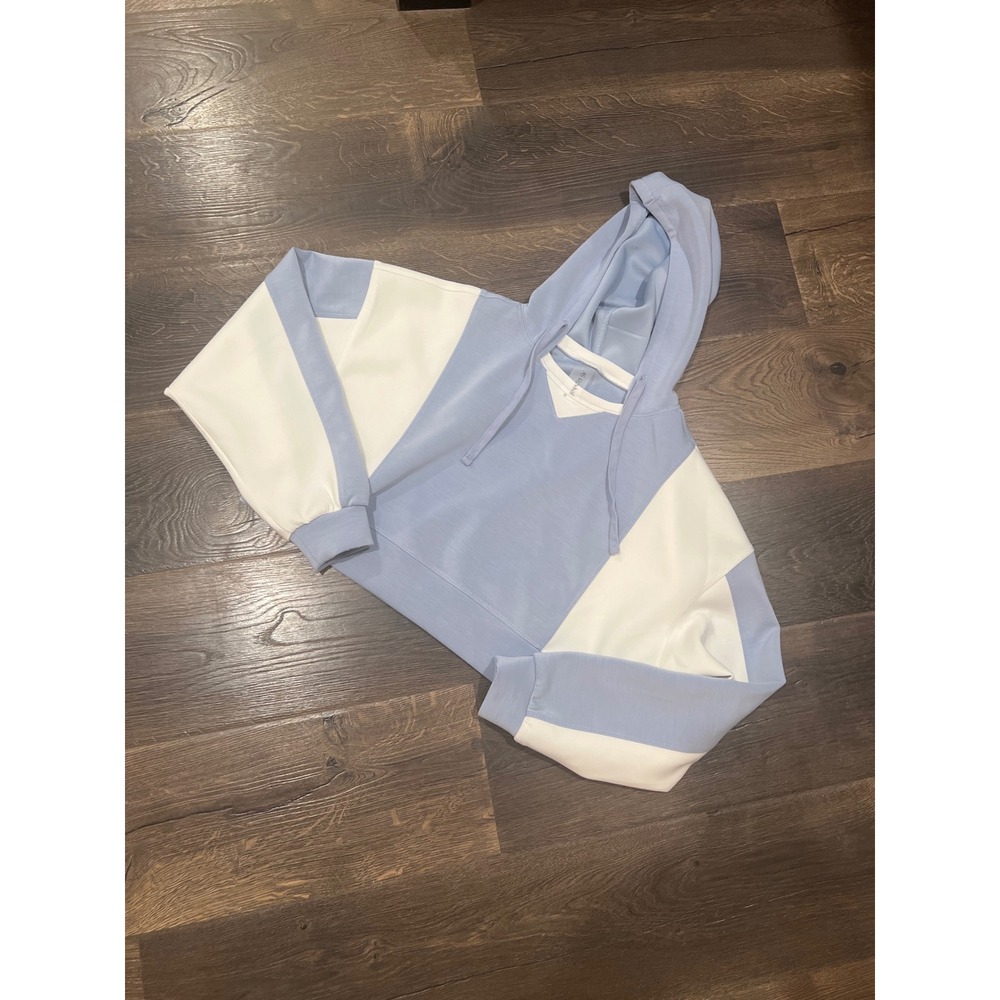 AS Revival Colorblock Hoodie Sweatshirt Pastel‎ Blue White Long Sleeve Women XS